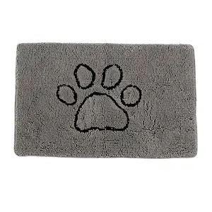 Paws Embroidered Microfiber Non Slip Bath Mat Set Chenille Bathroom Rug Custom Chenille Yarn Floor Mat