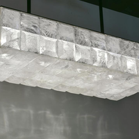 Lampe moderne de luxe en cristal de roche pour restaurant Lampe de table rectangulaire en cristal naturel Lustre suspendu
