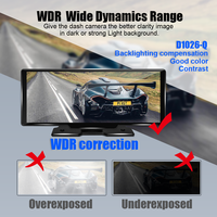 4K 10.26 pouces ADAS Carplay & Android Auto 3840*2160P WIFI Dash Cam voiture tableau de bord enregistrement vidéo boucle enregistrement téléphone APP voiture Dvr