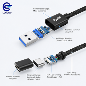 Câble d'extension USB 3.1 Gen 2 10 Gbps USB-A vers USB-C 3A tressé pour ordinateur portable, fabrication LUNG KAY, OEM/ODM sur mesure en usine - Product Image 2