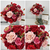 Großhandel Frische Seidenrosen Himmelblau Hochzeits-Tischdekoration Künstliche Blumenkugeln für Party, Zuhause und Zeremonien
