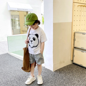 <span class=keywords><strong>T</strong></span>-<span class=keywords><strong>shirt</strong></span> d'é<span class=keywords><strong>t</strong></span>é coréen mignon réversible à sequins imprimé <span class=keywords><strong>t</strong></span>ête de tigre en coton à col rond et épaules tombantes unisexe pour garçons, filles et enfants - Product Image 2
