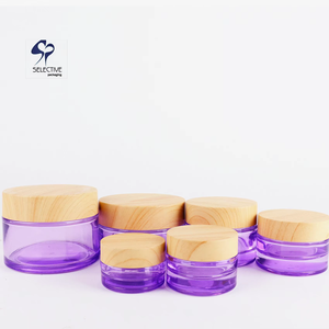Envase Cosmético de Bambú Personalizado Shuangyu SY-C5092, Tarro de Vidrio Esmerilado <span class=keywords><strong>Morado</strong></span> de 5g/15g/30g/50g con Pulverizador y Tapa de Bambú - Product Image 3