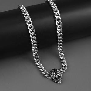 Colliers et pendentifs en acier inoxydable avec chaînes cubaines tête de lion, bijoux de style Hip Hop Rock, produits verts - Product Image 2