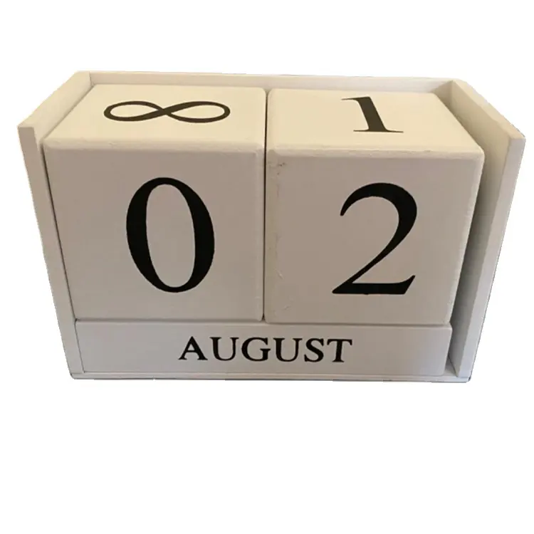 Calendario de bloques diarios de madera, grande, 2022-2023, pantalla de fecha de meses, hogar, personalizado, escritorio, al por mayor, calendario de bloques de madera perpetuos