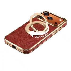 Étui de téléphone vintage de luxe en cuir véritable <span class=keywords><strong>pour</strong></span> <span class=keywords><strong>iPhone</strong></span> 17 Pro Max avec support magnétique électroplaqué, antichoc, sac OPP de protection - Product Image 1