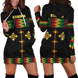 Abito da <span class=keywords><strong>donna</strong></span> con cappuccio con bandiera etiopica con Logo personalizzato con maniche lunghe abito con cappuccio taglie forti <span class=keywords><strong>donna</strong></span> felpe con cappuccio stampa <span class=keywords><strong>felpa</strong></span> su richiesta - Product Image 5