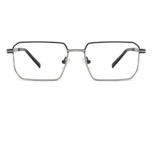 Lunettes rectangulaires irrégulières de style concis, monture de lunettes optiques de conception en acier inoxydable