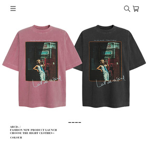 Camiseta de Manga Corta de Algodón Puro Lavado con Estampado de Personajes, Estilo Desgastado, para <span class=keywords><strong>Hombre</strong></span> y Mujer, Marca de Moda, Ropa Holgada, Venta al por Mayor Transfronteriza - Product Image 6