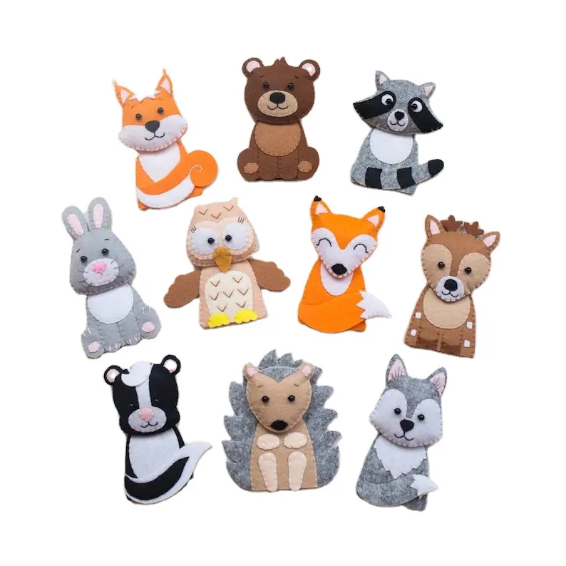 Marionetas de dedo de animales del bosque para niños pequeños, juguetes de fieltro de animales de bosque, silenciosos, montessori