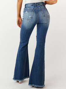 Jeans évasés vintage slim délavés pour <span class=keywords><strong>femme</strong></span> 2026, pantalons longs décontractés rétro, vente en gros, dropshipping - Product Image 4