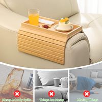 Plateau d'accoudoir en bambou pliable porte-gobelet pour canapé canapé bras bois plateau de rangement en bambou pour nettoyer l'accoudoir de canapé
