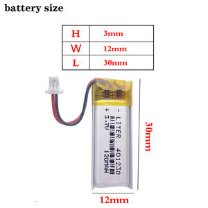 3.7v 120mah 401230 סוללת ליתיום פולימר עבור סוללת אזעקה לרכב שלט רחוק עם מחבר 2pin 1.0 מ "מ - Product Image 4