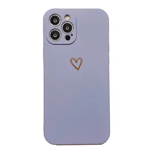 Venta al por mayor lindo amor corazón caramelo Color suave silicona mate contraportada teléfono Protector accesorios para Iphone 11 12 14