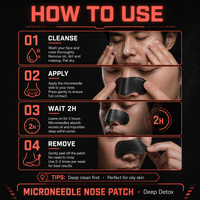 Patch Nasal Soin de la Peau Marque Blanche 6 Patchs Contrôle du Sébum Nettoyage en Profondeur Détox Charbon Transparent Microneedle