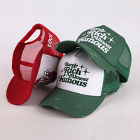 Gorras de Béisbol Estilo Camionero Personalizadas de 5 Paneles con Malla Lisa, Bordado y Efecto Desgastado