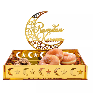 Bandeja Acrílica Dorada Personalizada de Moda 2024 para Ramadán Kareem con Impresión Serigráfica y Logotipo Personalizado, Marca Yageli, para Decoración de Mesa - Product Image 2