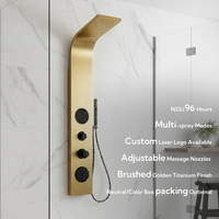 Panneau de douche mural en acier inoxydable finition or titane brossé jaune avec modes de pulvérisation multiples disponibles