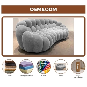 Canapé Bulle Gris Clair Moderne Compressé Sous Vide <span class=keywords><strong>3</strong></span> Places Courbé Style Football pour Salon et Appartement - Product Image 5