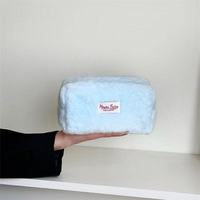 Pochette de maquillage en peluche personnalisée, mignonne, chiot et ours, pochette de voyage moelleuse, pochette de toilette portable pour soins de la peau