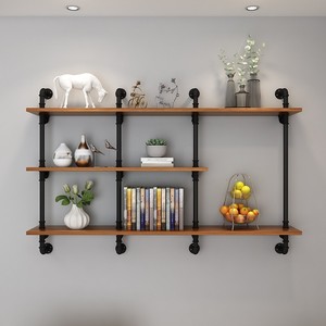BILIDO rak buku anggur pemasangan dinding, rak pipa besi Retro industri suspensi Diy penyimpanan - Product Image 1