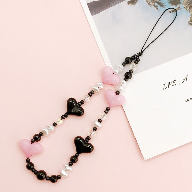 K877 amor Cadena de teléfono móvil (Rosa + negro)