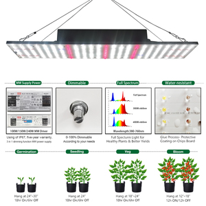 Lámpara de Cultivo LED LIWEIDA de Espectro Completo Regulable para Interiores, Panel de 100W/150W/240W, 150-1800 PPFD, Vida Útil de 50000 Horas - Product Image 3