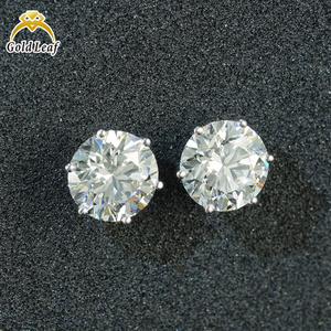 Pendientes de Diamantes de Corte Brillante, Cultivados en Laboratorio, HPHT CVD, Oro de 14K, Personalizados, con Certificado IGI, Diseño de 6 Garras, con <span class=keywords><strong>Tornillo</strong></span>, para Mujer, 1-3CT, con Hoja de Oro - Product Image 3