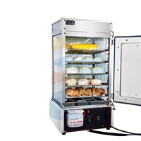 Vitrine chauffante électrique commerciale en acier inoxydable et verre pour snacks, avec cuiseur vapeur à 5 niveaux pour pains, capacité 50 plateaux/heure