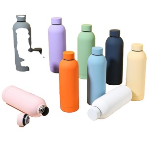 Logotipo personalizado de alta calidad, 350ml, 500ml, 750ml, 1000ml, boca pequeña, recubierta de goma, doble pared, acero inoxidable, botella de agua para niños - Product Image 1