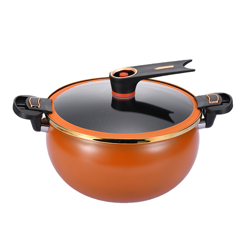 Olla gruesa estilo naranja con borde dorado