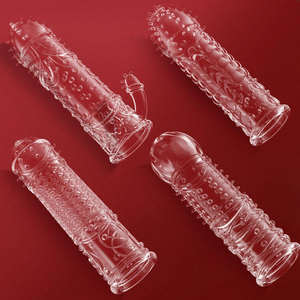 Hochela tische wieder verwendbare wasch bare nicht <span class=keywords><strong>latex</strong></span> farbene Kristallsilikon-gepunktete Kondome für Männer Andere Sexspielzeuge - Product Image 3