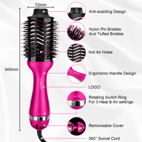 Brosse Soufflante Chauffante 4-en-1 : Sèche-Cheveux, Lisseur, Fer à Boucler, Double Tension 1000W, Ionique Infrarouge, Qualité Salon, Vente en Gros