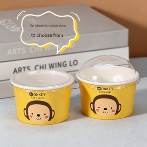Eco-friendly Custom Logo Ice Cream <b>Cups</b> <b>Disposable</b> Paper Bowls Biodegradable Dessert Containers for Frozen Yogurt Sundae - Product Image 4