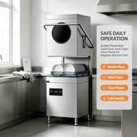 Lave-vaisselle commercial automatique en acier inoxydable à bras multi-jets pour le nettoyage en profondeur de la vaisselle de restaurant