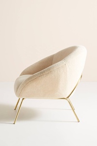 Faux Artificial Sheep Fur Teddy Fur Cover Leisure Chair with Luxury Metal Golden Base Living Room Accent Chair - Product Image 3