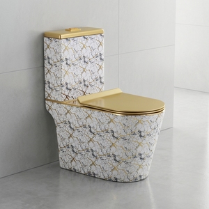 Inodoro de Cerámica de Diseño Moderno y Lujoso para Baño, con Ahorro de Agua de 4.5 <span class=keywords><strong>L</strong></span>, Descarga Tornado, Color Dorado, de Una Pieza - Product Image 1