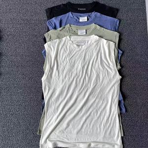 Canotta da Uomo Estiva in 100% <span class=keywords><strong>Lana</strong></span> Merino da 170 g/m², Tinta Unita, Vestibilità Ampia, Girocollo in <span class=keywords><strong>Cotone</strong></span>, Oversize - Product Image 1