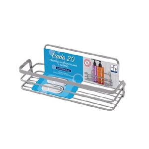 Étagère rectangulaire Linda 20, 26,4 cm, chrome satiné, rangement pour salle de bain - Product Image 1
