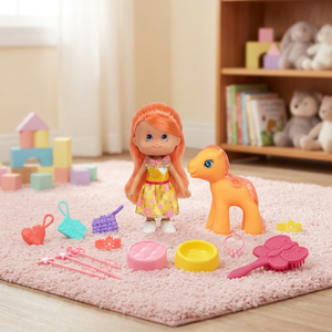 Juego de Muñecas Princesa de Vinilo Personalizado Premium OEM con Pony y Herramientas de Cuidado para el Juego Imaginativo de Niños Pequeños - Product Image 1