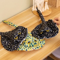 Songshan Jouets En Gros Doux En Peluche Simulation Manta Ray Animal En Peluche Jouet Noir Jaune Mer Animaux Oreiller Cadeau Diable Poisson