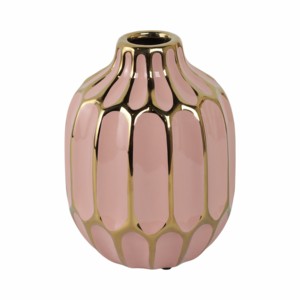 Vaso in Ceramica con Accenti Oro Rosa, Vaso Decorativo Moderno per Soggiorno, Camera da Letto, Ufficio e Scrivania - Product Image 2