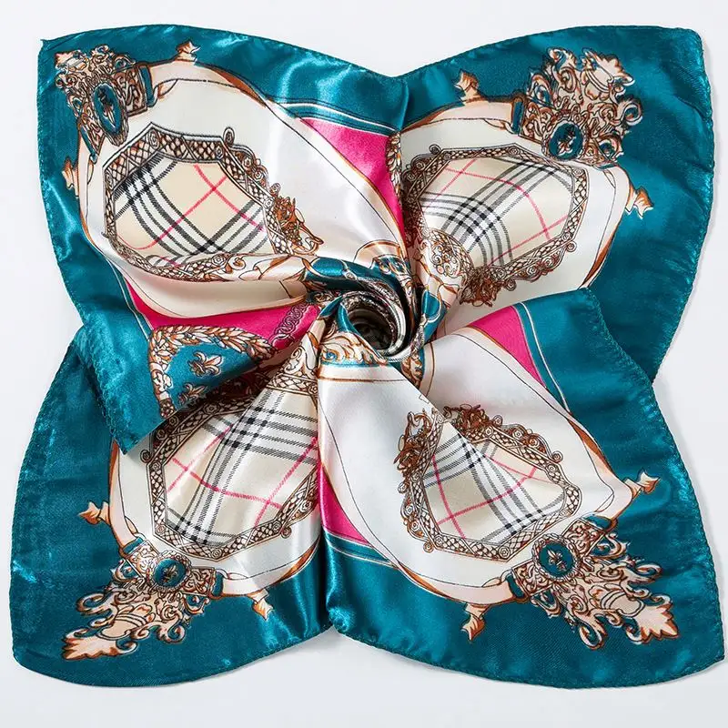 E323 Vente en gros d'Été de foulard rétro pour femmes noix de cajou foulard carré personnalisé à imprimé floral nouveau foulard en satin de soie léopard