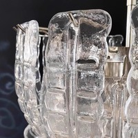 Lampu Gantung Kaca Bulat Modern Gaya Prancis, Lampu Chandelier Mewah untuk Ruang Makan dan Ruang Tamu, Akrilik Cahaya Putih Hangat, Dekorasi Rumah