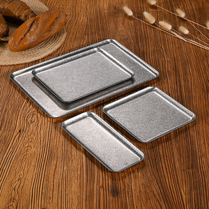 Bandeja Rectangular Retro de Acero Inoxidable 304, Color Dorado, Fondo Plano, Plato Bajo para Cafetería, Hotel, Comidas - Product Image 2