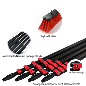 Kit de nettoyage de panneaux solaires Extentool <span class=keywords><strong>20</strong></span> 60ft en fibre de carbone, perche télescopique de 6 à 18 m avec brosse pour fenêtres - Product Image 2