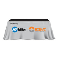 Nappe de table en polyester imperméable, impression personnalisée par sublimation CMYK pour stand de foire en plein air