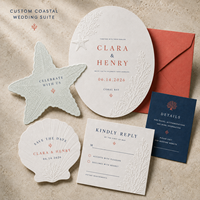 Invitation de mariage personnalisée sur le thème de la plage, invitation en papier personnalisée avec motif corail océanique en relief et découpe artistique