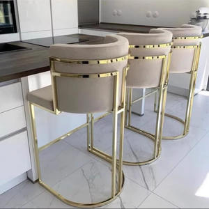 בר תעשייתי מודרני שרפרפים בד קטיפה רב צבעים בד דבש משענת מתכת pu בית קפה אוכל כסאות בר - Product Image 1