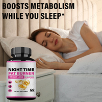 Brûleur de graisse nocturne en marque privée OEM, 120 capsules, perte de poids, ingrédients naturels, favorise le sommeil et la récupération musculaire